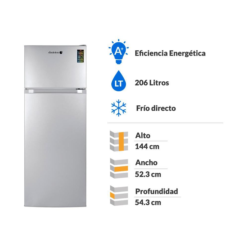 Refrigerador Top Freezer Sindelen RD-2020SI / Frío Directo /  206 Litros / A+ image number 1.0