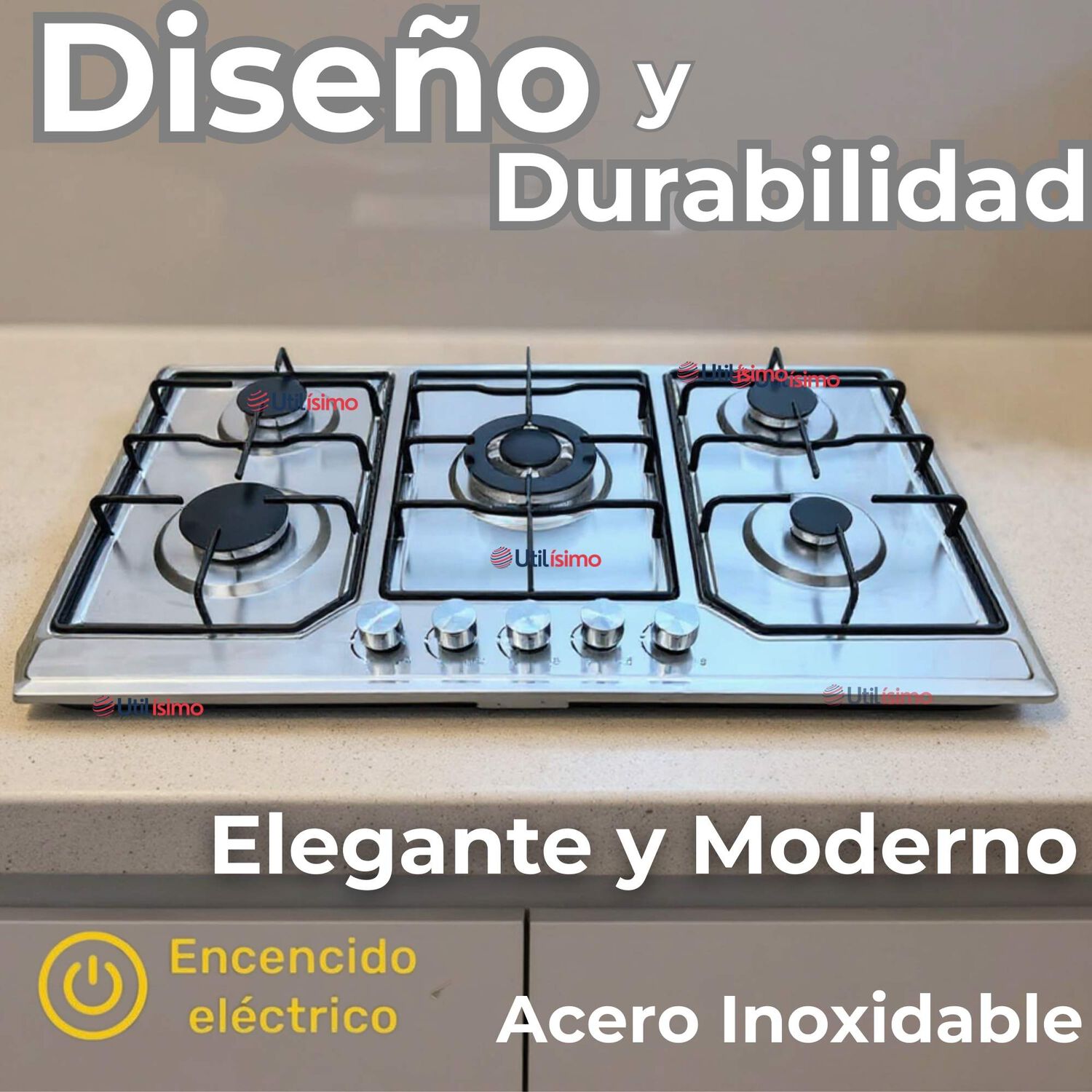 Cocina Encimera Gas Licuado 5 Platos Acero Inoxidable image number 1.0