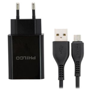 Cargador De Pared Philco 2.1 A Doble Usb C/cable Micro R2107