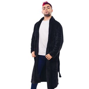 Bata Pijama Negra De Invierno De Polar Premium