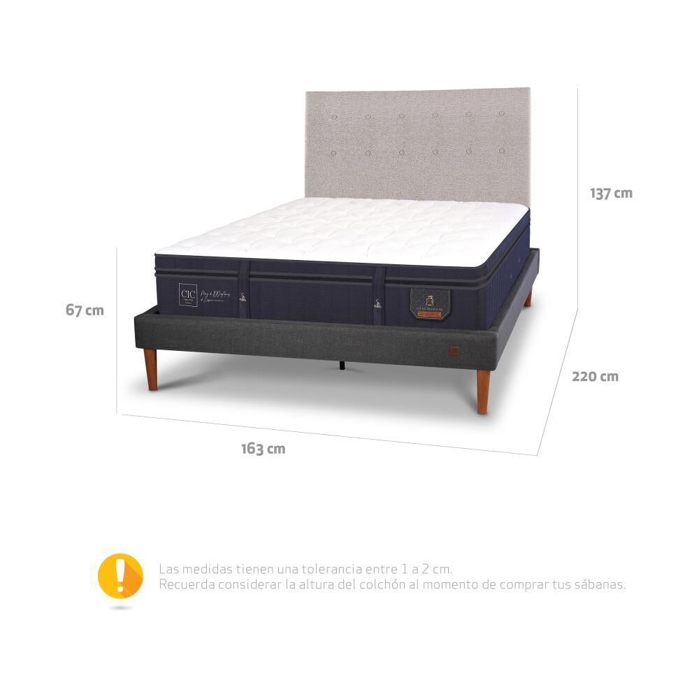 Cama Europea Cic Super Premium / 2 Plazas / Base Normal + Respaldo image number 12.0