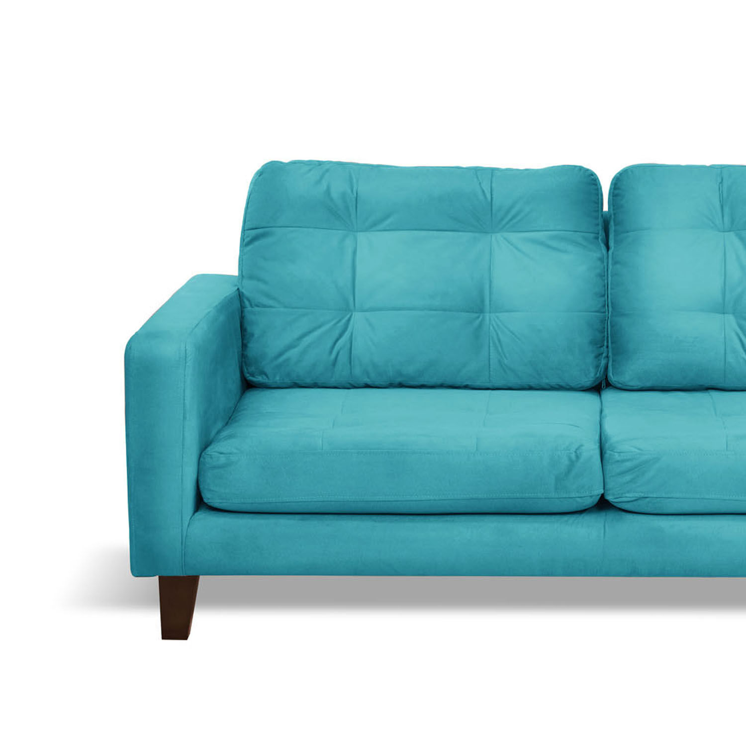 Sofa Napoles 2 Cuerpos Tela Velvet Turquesa image number 2.0
