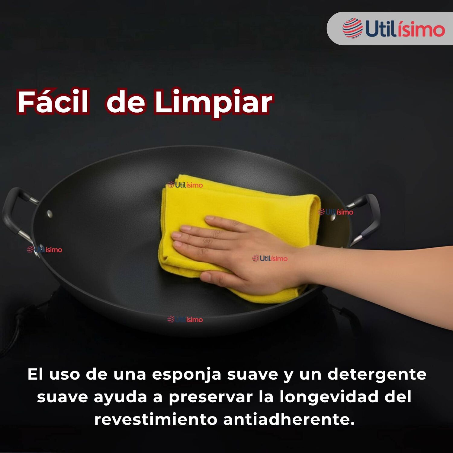 Wok Chino Acero Inoxidable Antiadherente 34cm Color Negro image number 7.0