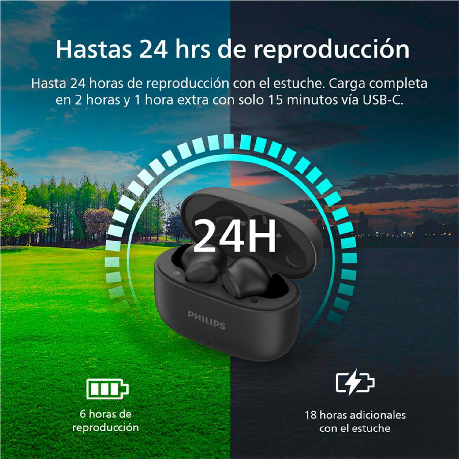 Aud&iacute;fonos Bluetooth Philips Tat1109bk image number 4.0