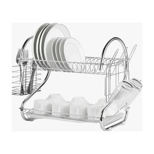 Secador Escurridor Platos Vajilla 2 Niveles Acero Inoxidable Color Plateado