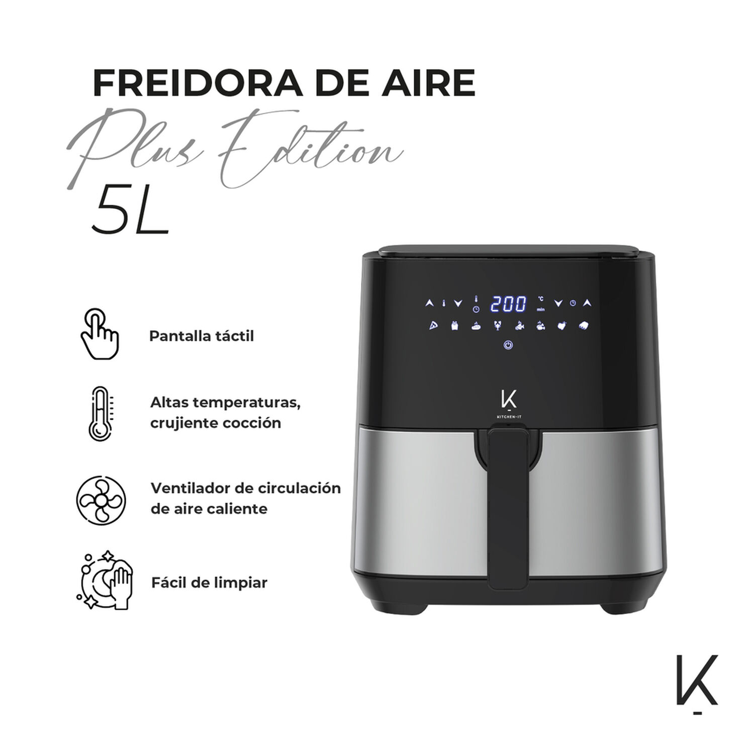 Freidora De Aire Plus Edition 5 Litros Kitchen-it image number 2.0