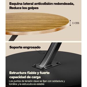 Mesa Auxiliar Redonda Madera Diseño C 40cm Beige