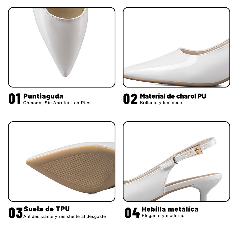 Zapato Taco Talón Abierto Simil Charol Mujer Weide Ghe37 image number 7.0