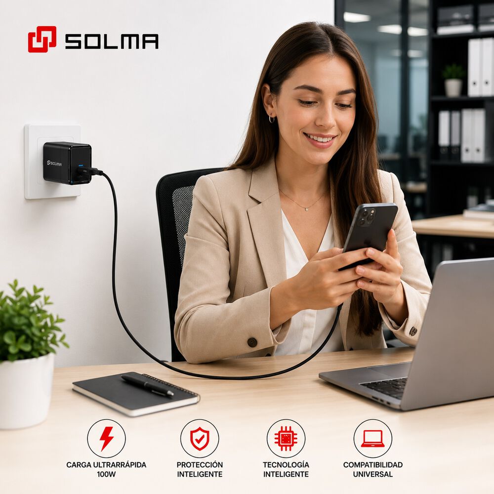 Cargador Universal Solma Pd 100w Usb-c Carga R&aacute;pida Iphone Android image number 4.0