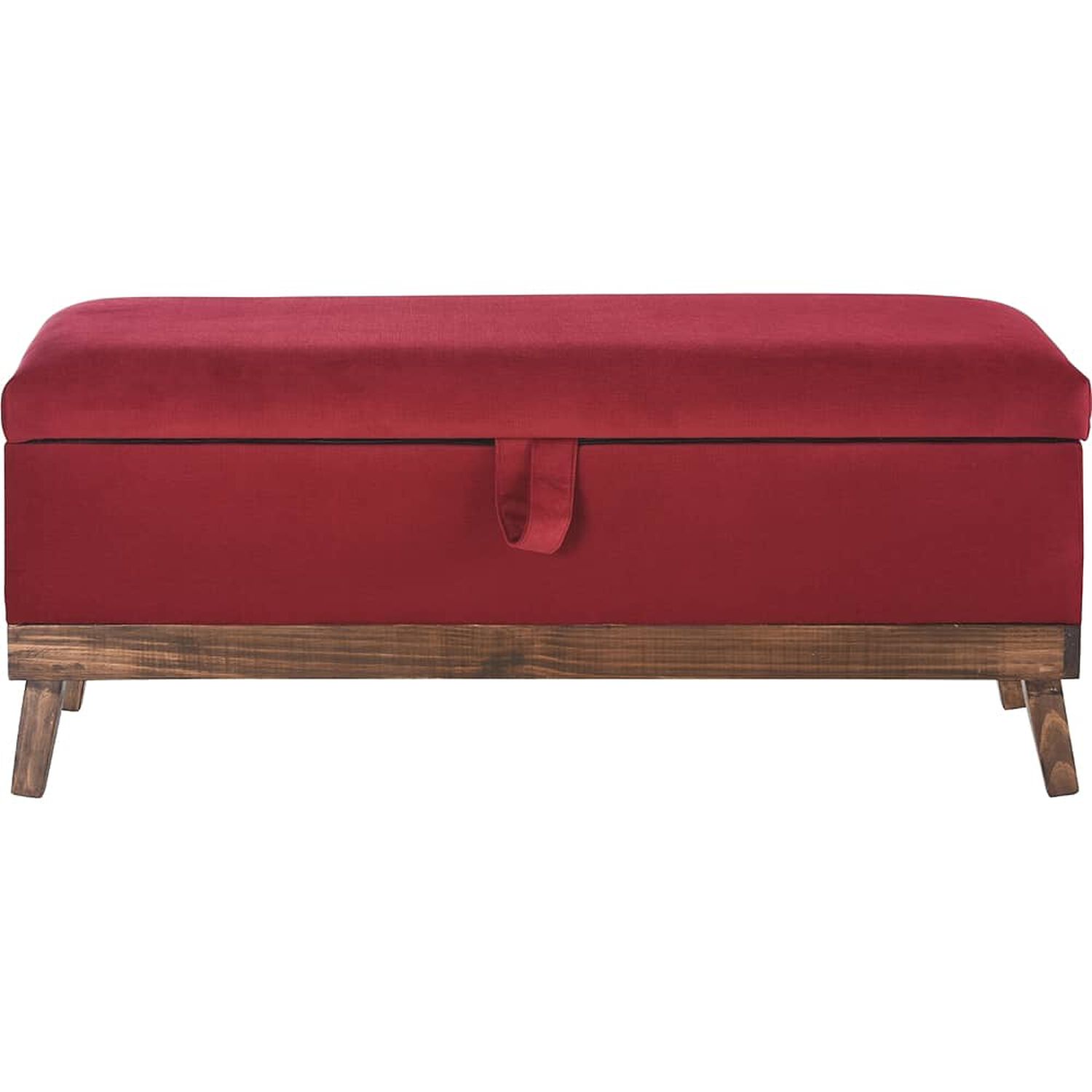 Banqueta Con Ba&uacute;l Incy Rojo Felpa 120x40x50 Cm M&aacute;xima Design image number 0.0