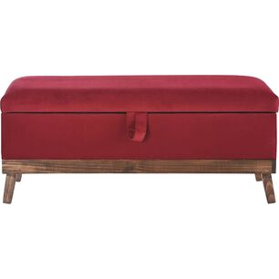 Banqueta Con Ba&uacute;l Incy Rojo Felpa 120x40x50 Cm M&aacute;xima Design
