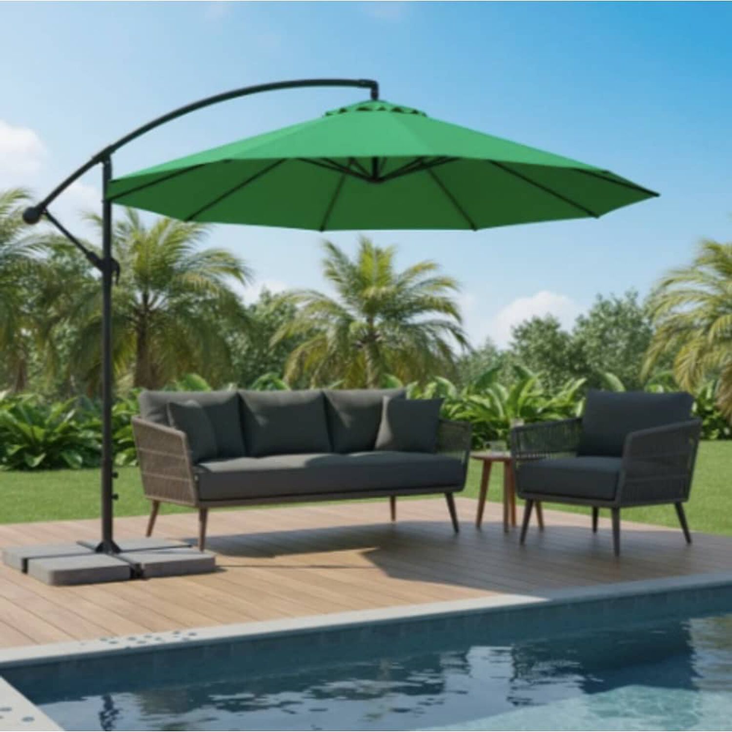 Quitasol Lateral 3m Extendible Altura Ajustable Verde image number 0.0
