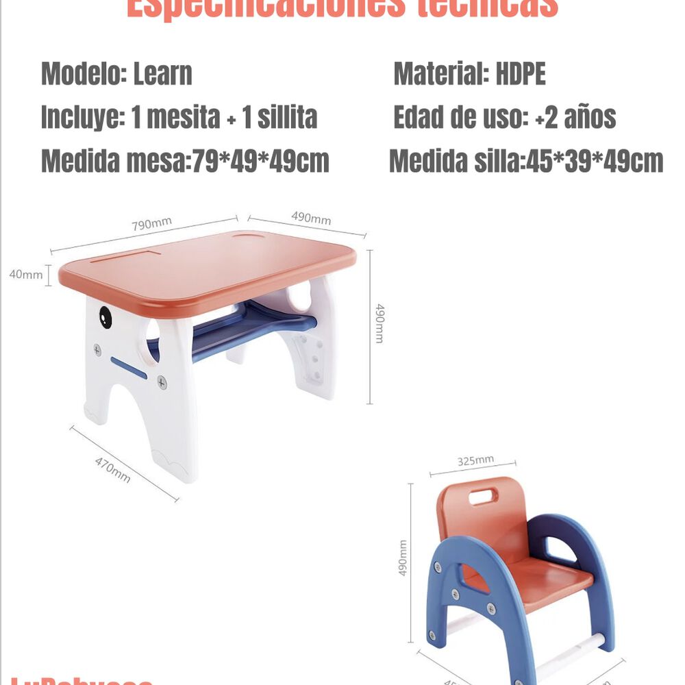 Mesa Con Silla Montessori Para Niños 4 En 1 By Lubabycas image number 7.0