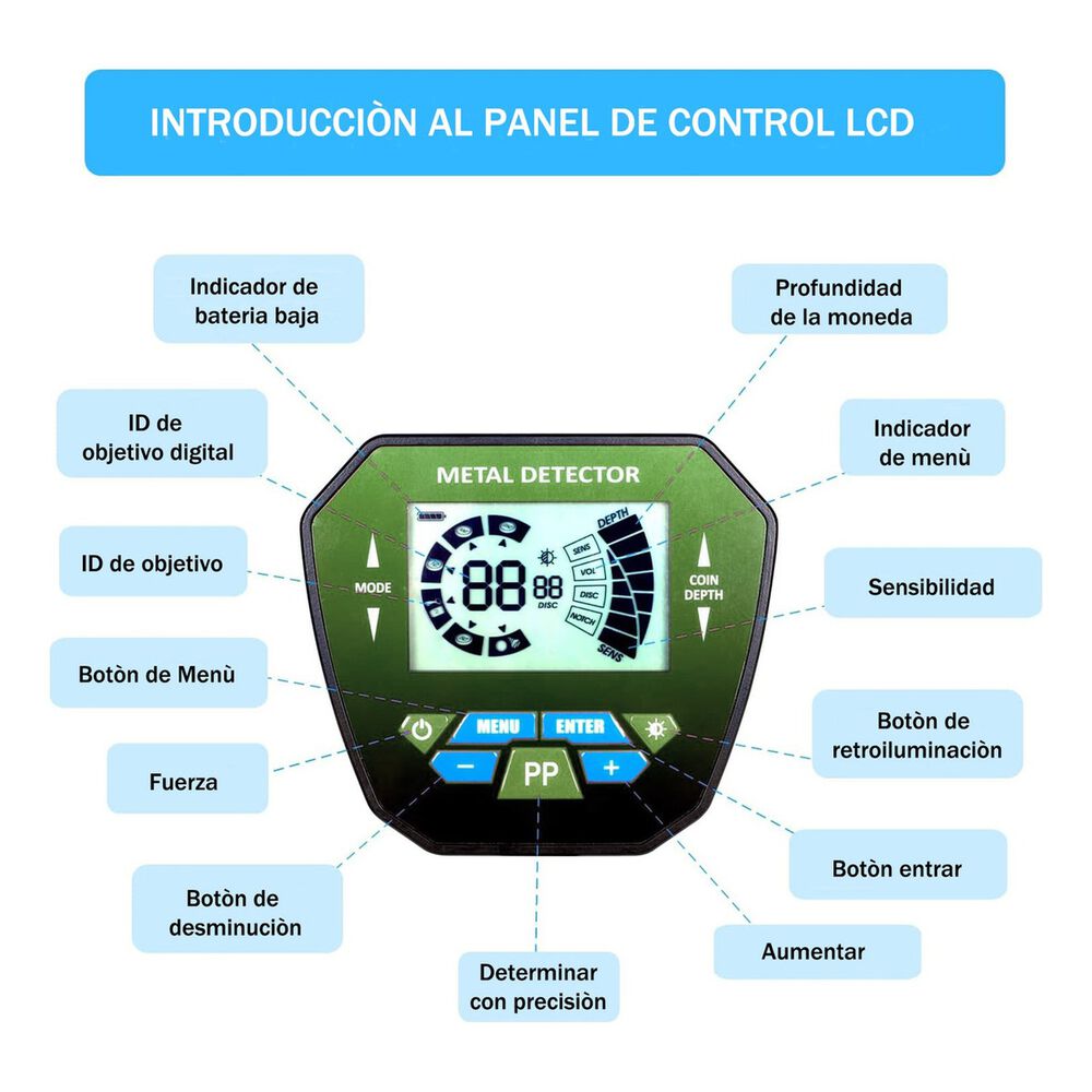 Detector Metales Oro Plata Cobre Pantalla Lcd Md-1079 image number 1.0
