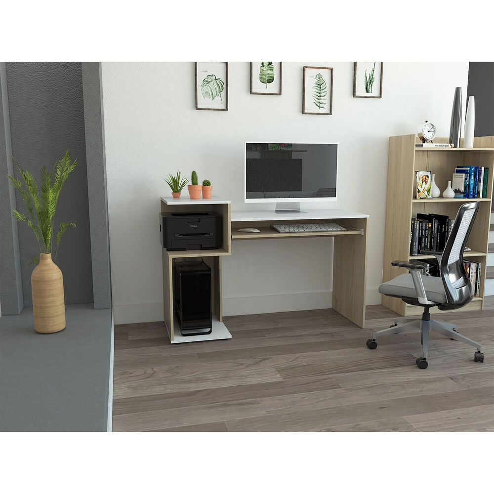 Escritorio Moderno Fm 81,5x120x46 Cm Caf&eacute; Claro Y Blanco image number 4.0