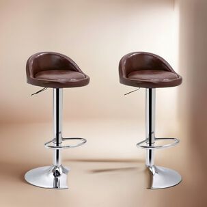 Pack 2 Silla Bar Altura Regulable Taburete Respaldo Negro