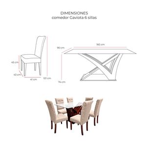 Juego De Comedor Living Factory Gaviota / 6 Sitiales