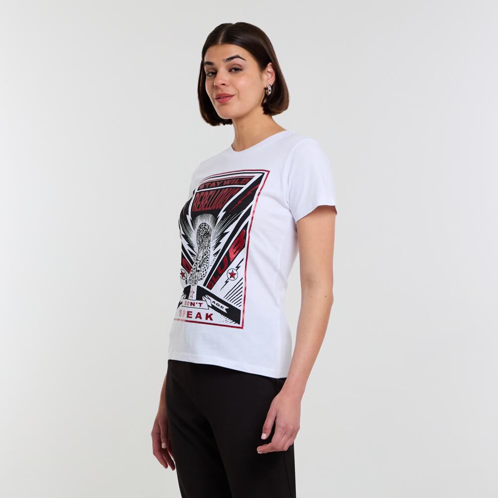 Polera Print Folia Tigre Manga Corta Cuello Redondo Mujer Rolly Go image number 2.0