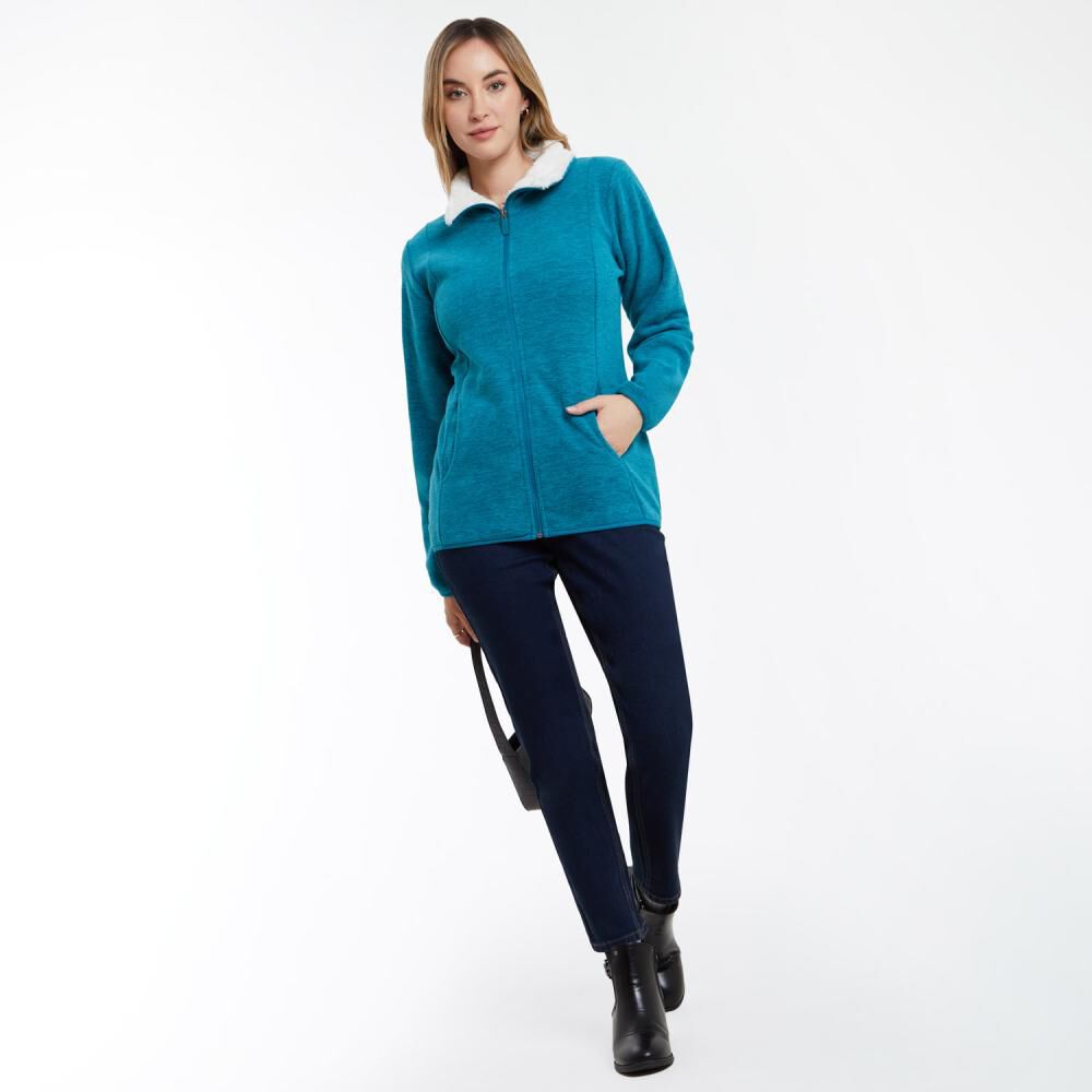 Polerón Polar Melange Aplicación Fleece Cuello Alto Mujer Geeps image number 1.0