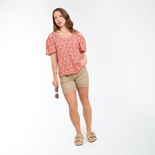 Blusa Manga Corta Con Hombos Descubiertos Cuello V Mujer Geeps