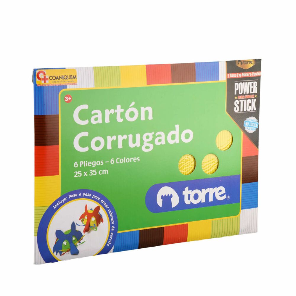 Cartón Corrugado Carpeta 6 Pliegos 6colores De 25x35cm Torre image number 2.0