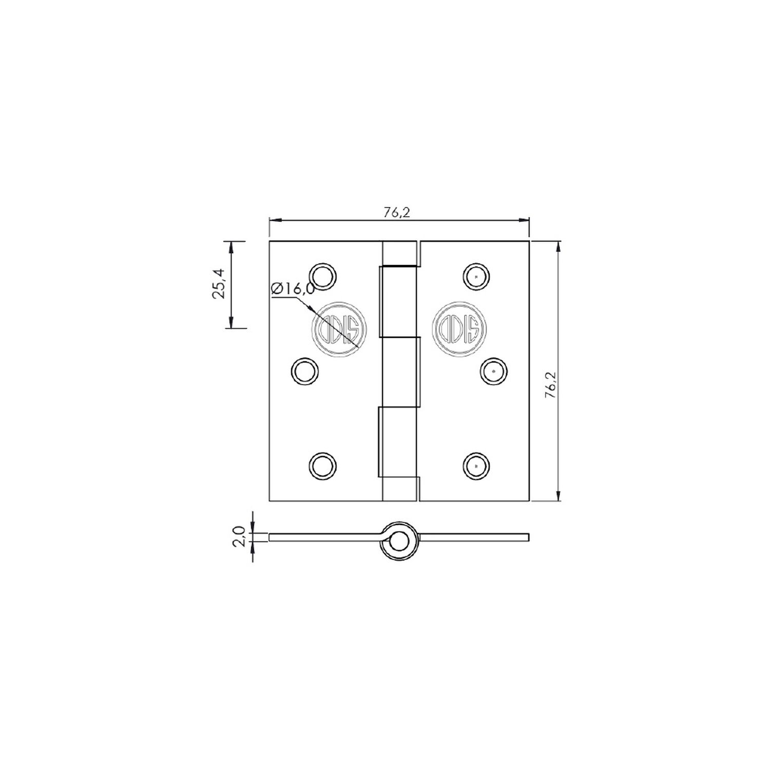 Pack 3 Bisagra Acero Odis 3,5&rdquo;&times;3,5&rdquo;&times;2,0mm - Negro image number 12.0