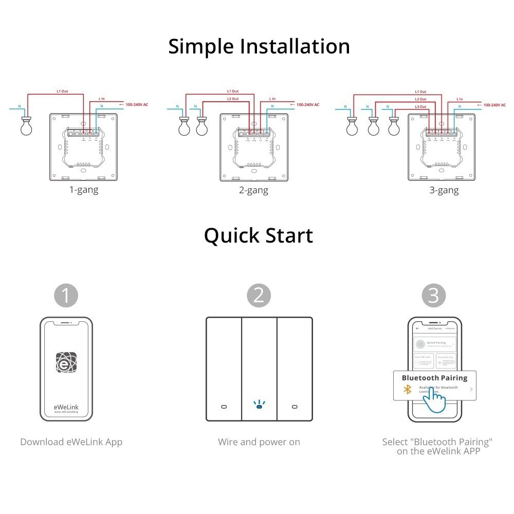 Interruptor Wifi De Pared Sonoff Switchman M5 De 3 Canales image number 2.0