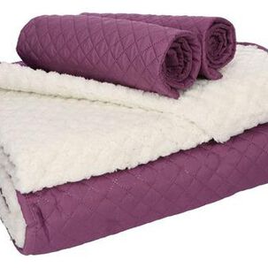 Quilt Andes Sherpa Liso Morado 2 Plazas