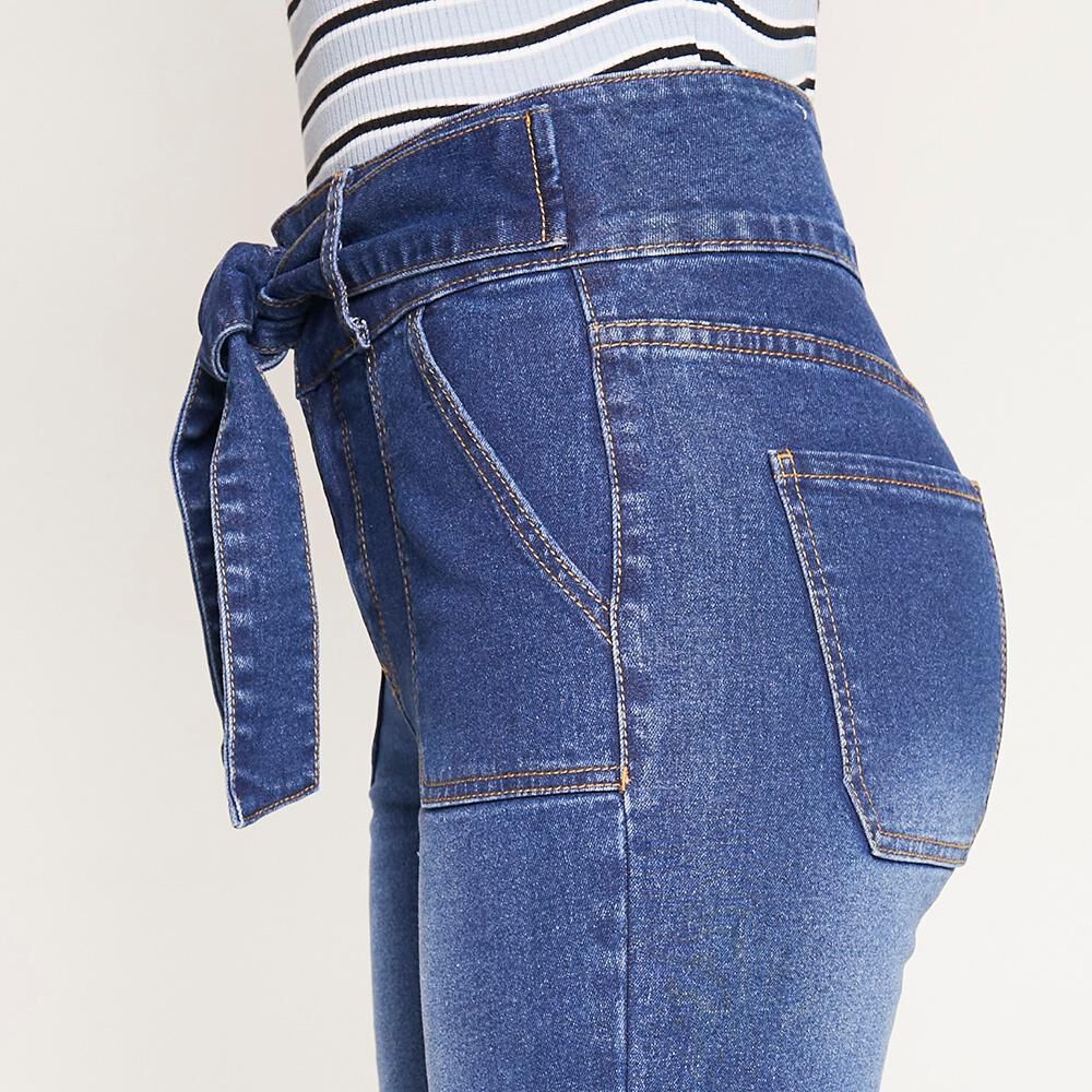 Jeans Con Lazo En Cintura Tiro Alto Flare Mujer Freedom image number 5.0