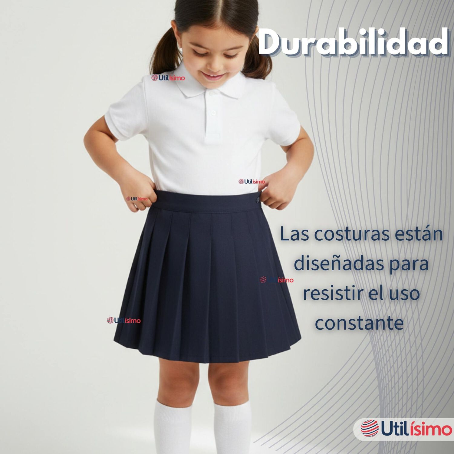 Falda Escolar Color Azul Uniforme Para Ni&ntilde;as image number 7.0