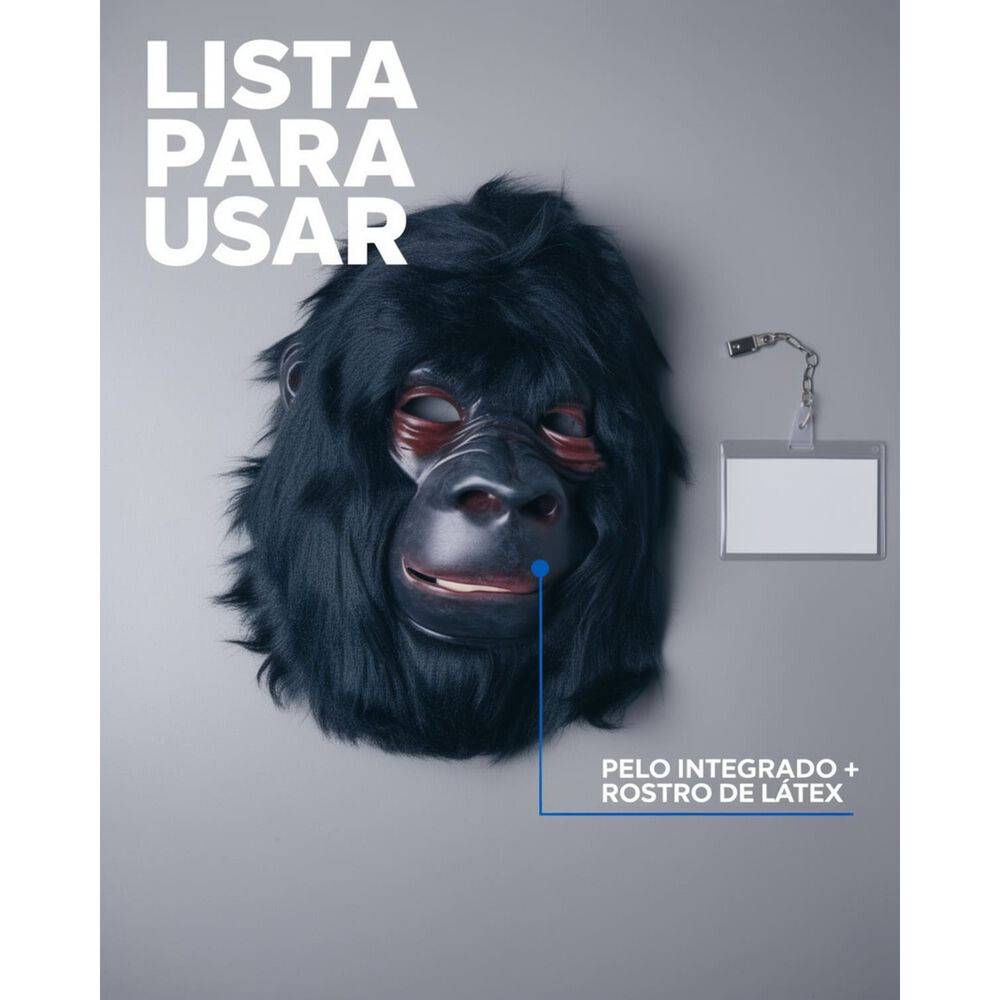 M&aacute;scara L&aacute;tex Gorila Realista Disfraz Adulto Halloween image number 1.0