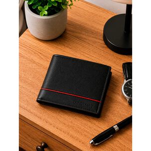Billetera Hombre Gino Negra Con Monedero Carven Paris