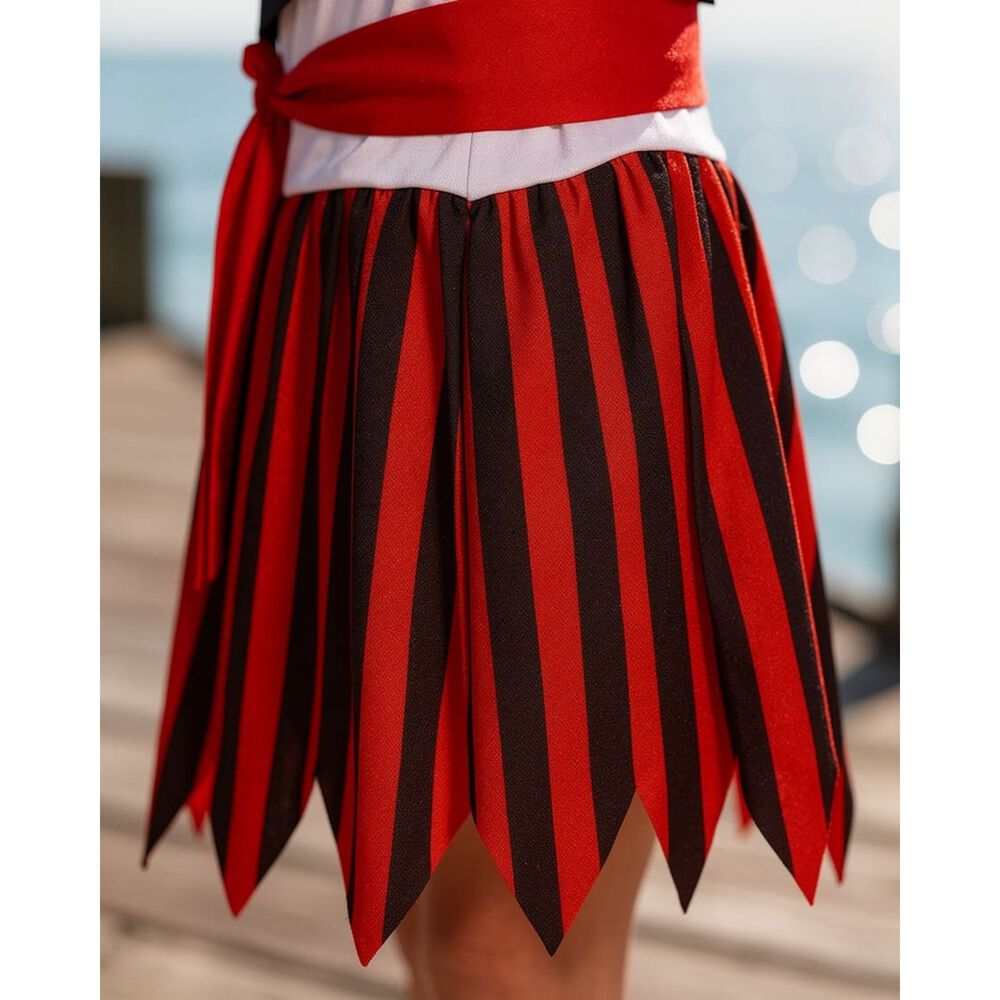 Disfraz Infantil Pirata Para Ni&ntilde;a Chile - Traje Completo Con Falda Roja, Blusa Blanca Y Chaleco Negro image number 4.0
