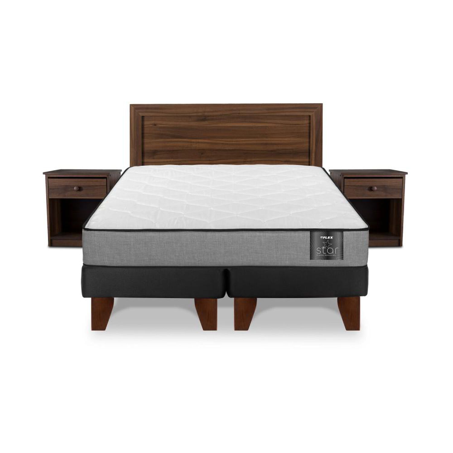 Cama Europea Flex Star / 2 Plazas / Base Dividida + Set De Maderas image number 0.0