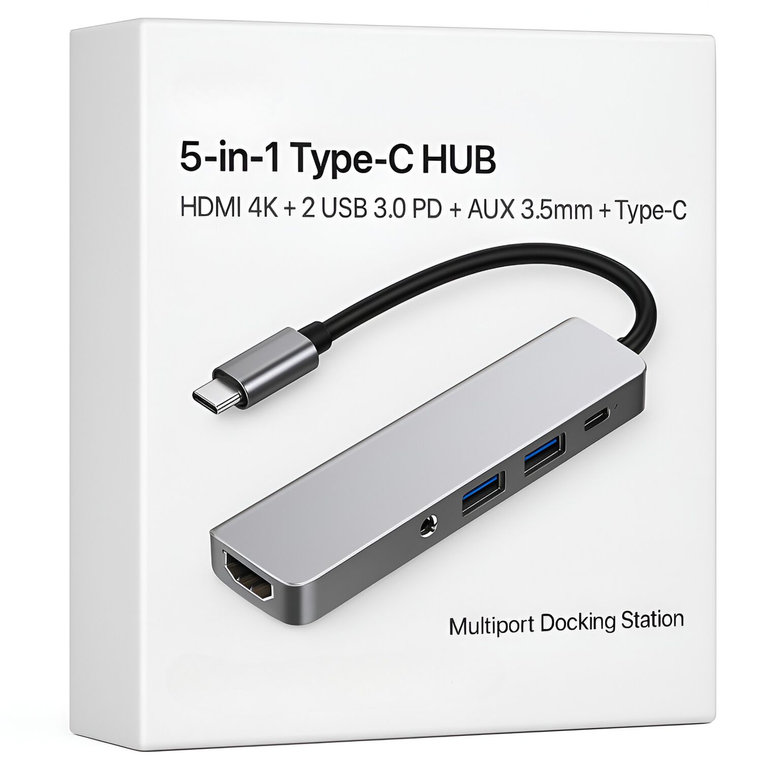 Adaptador Hub Usb-c Multipuertos 5 En 1 (hdmi, Jack, Usb, Usb C) image number 0.0