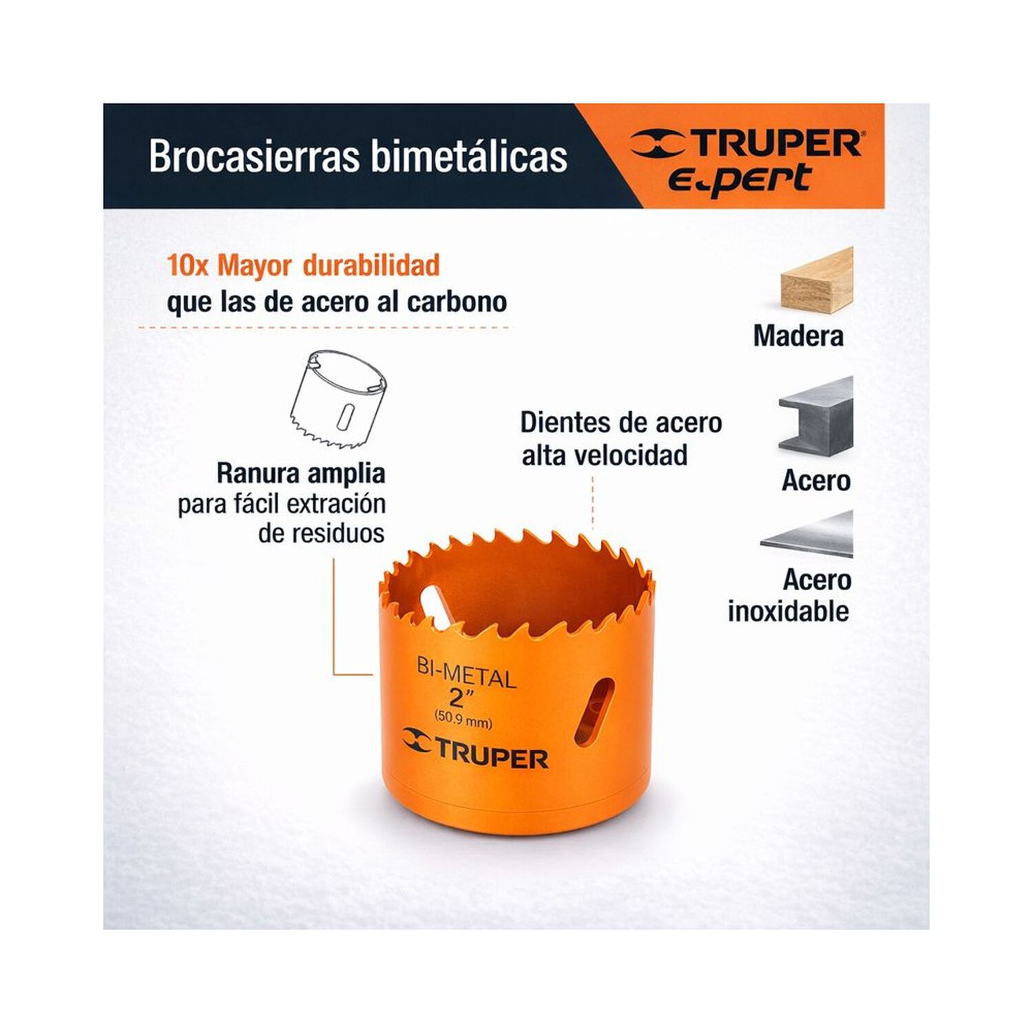 Sierra Copa Bimetalica Truper Expert, Cobi-2 50mm image number 2.0