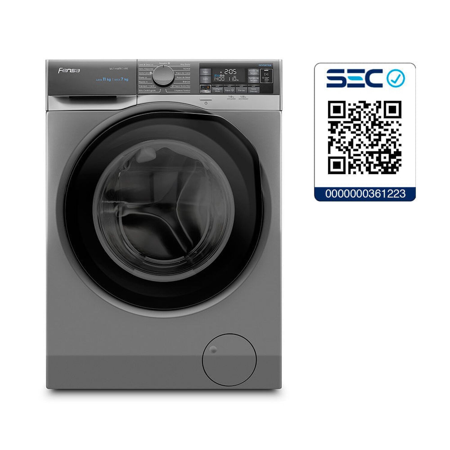 Lavadora Secadora Fensa 11kg Lavado Inteligente 11wd Gris image number 8.0