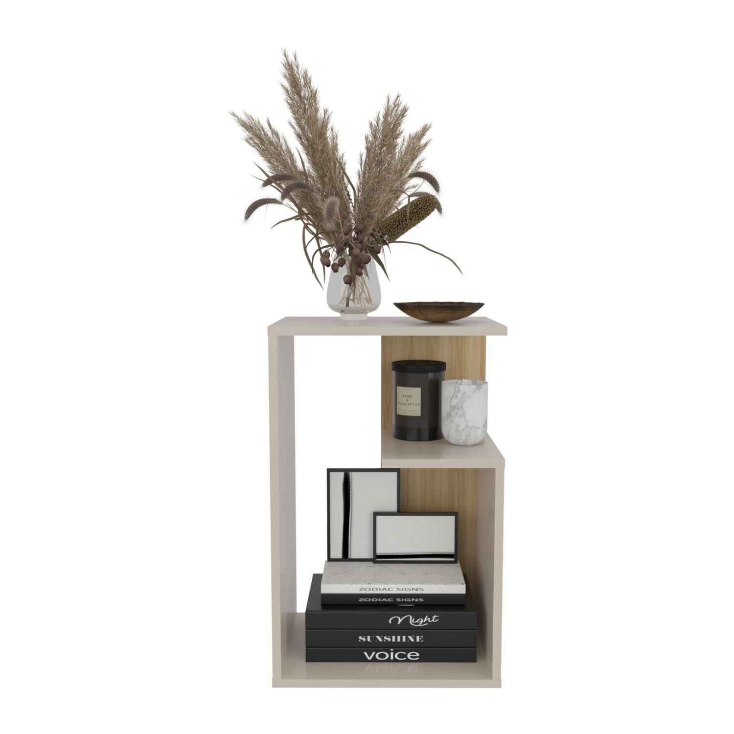 Mesa Lateral 63,4x39,8x30 Cm Beige Y Caf&eacute; Claro image number 2.0
