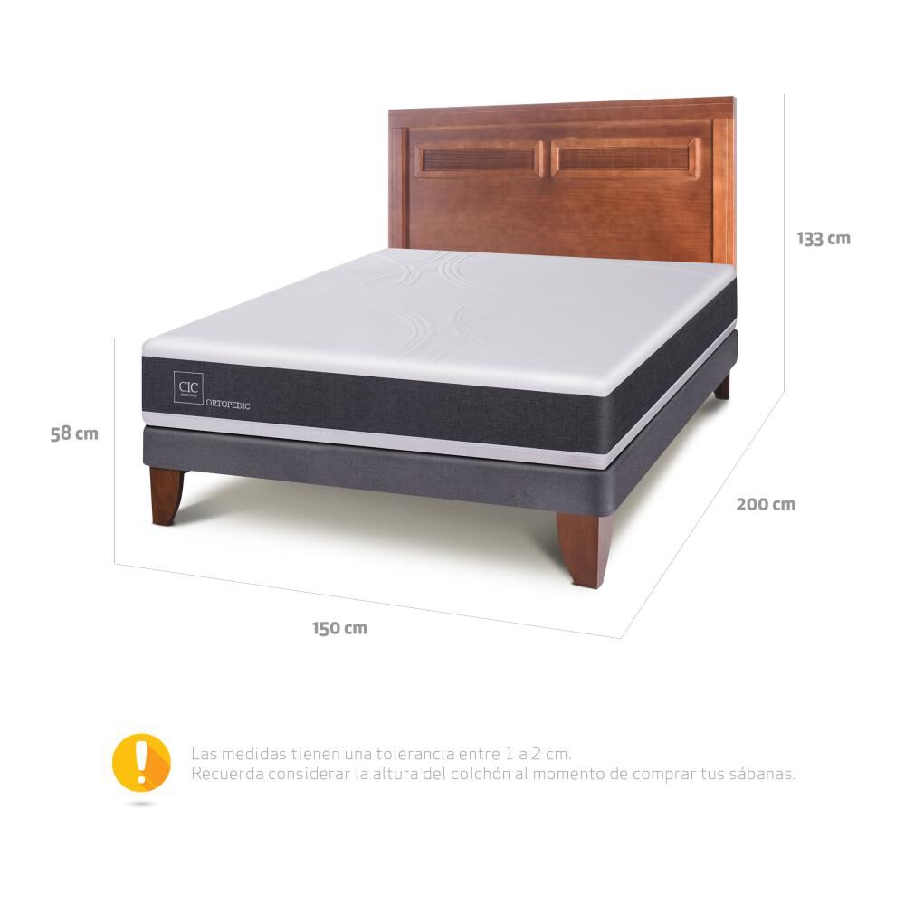 Cama Europea Cic New Ortopedic / 2 Plazas / Base Normal + Respaldo image number 2.0