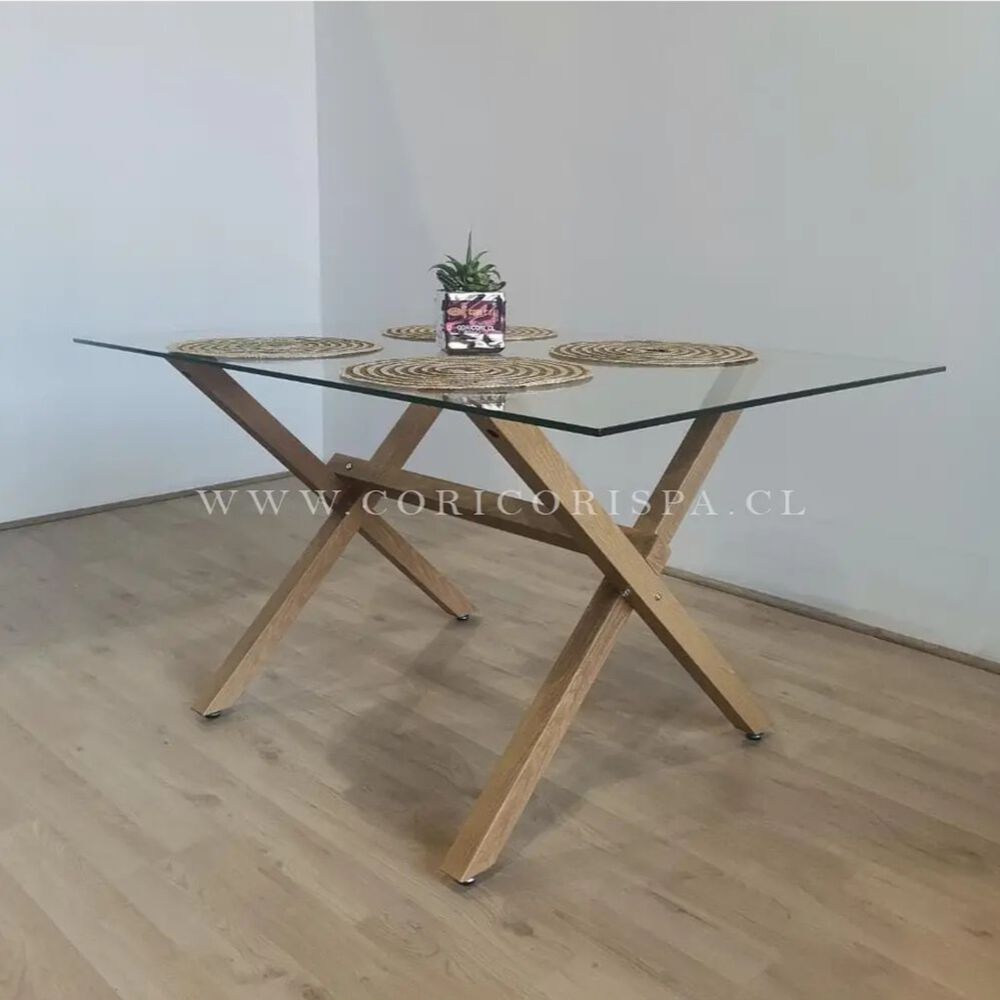 Comedor Medlock 140x90cm + 6 Sillas Mariposa Ecocuero Wood Beige image number 2.0