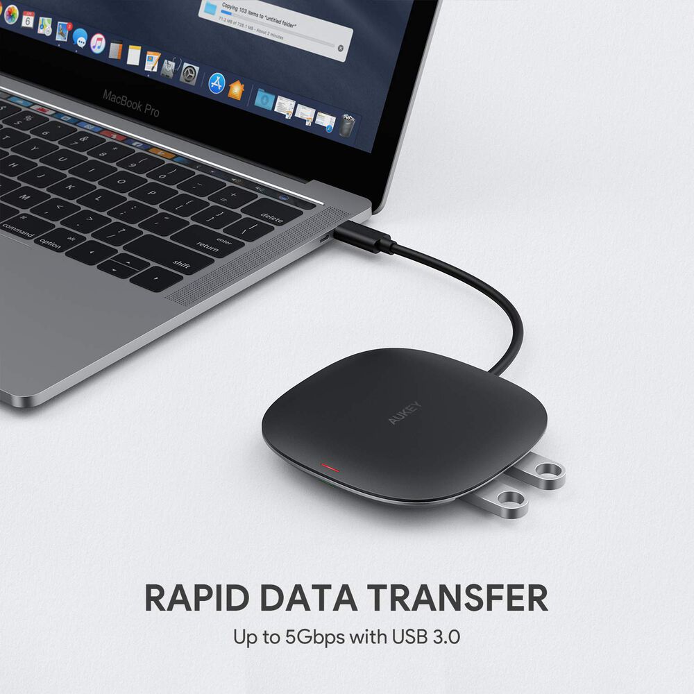 Aukey Hub 5 En 1 Usb-c Con Carga Inalámbrica Negro - Cb-c70 image number 3.0