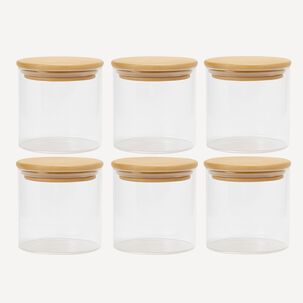 Set 6 Frascos Para Condimentos Especias Tapa Bamb&uacute; 300mlc/u