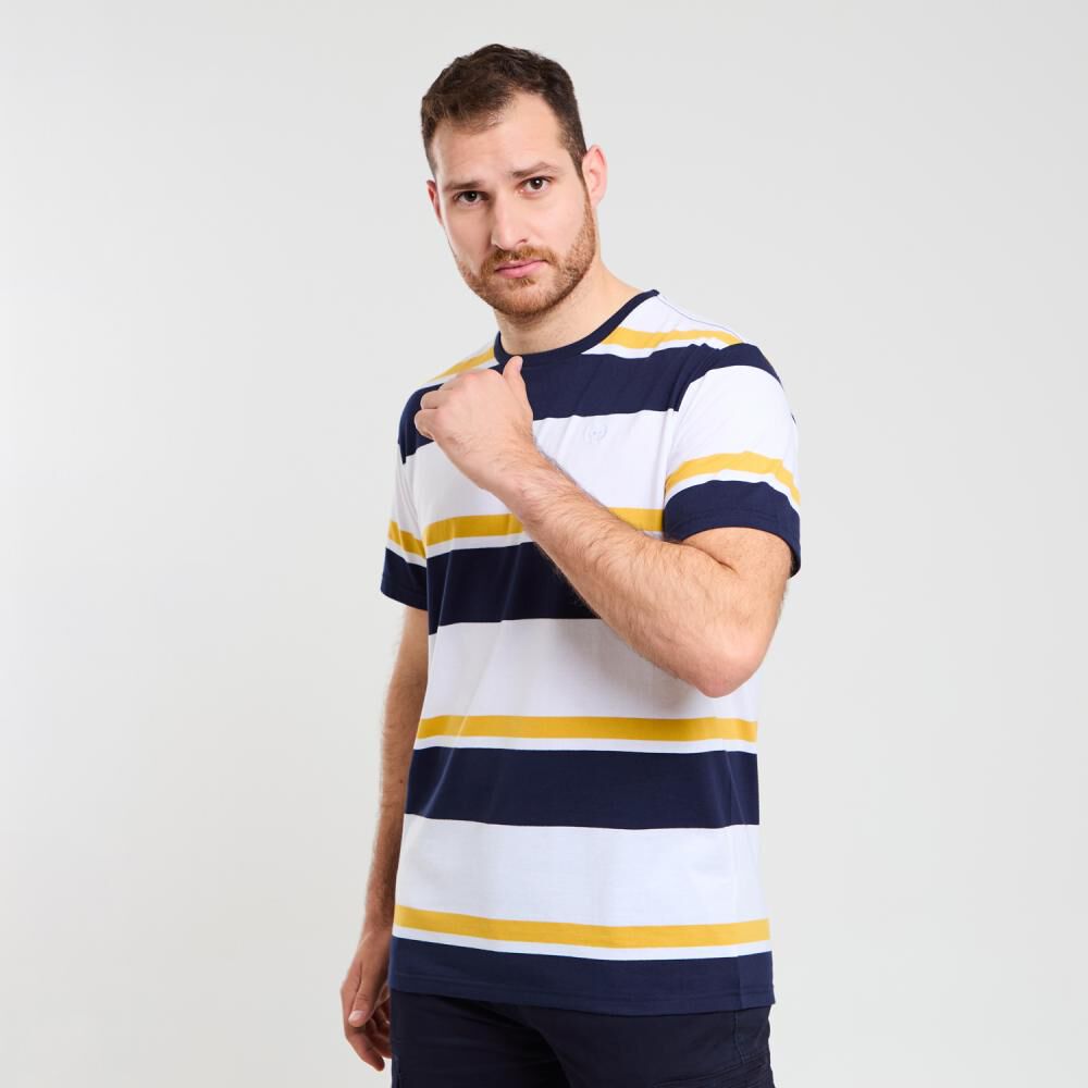 Polera Rayas Regular Manga Corta Cuello Redondo Hombre Peroe image number 2.0
