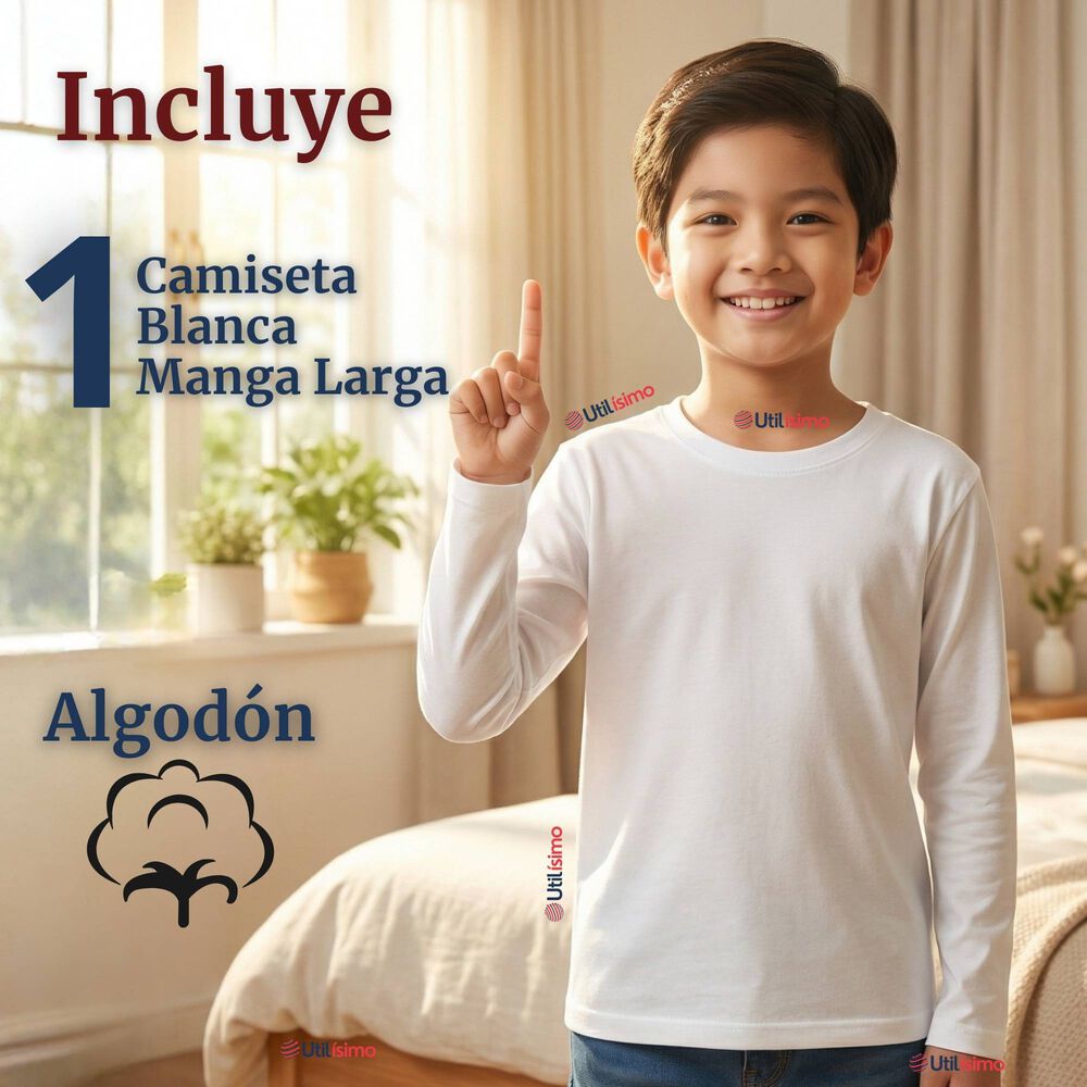 Camiseta Algod&oacute;n Manga Larga Polera Primera Capa Blanco Ni&ntilde;o image number 1.0