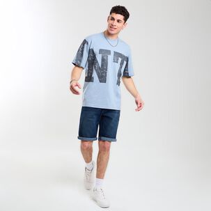 Polera Estampada Oversize Manga Corta Cuello Redondo Hombre Skuad