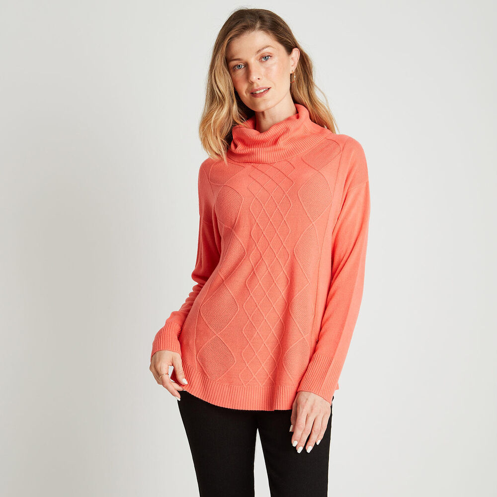 Sweater Cuello Tortuga Cashmere Like Coral image number 0.0