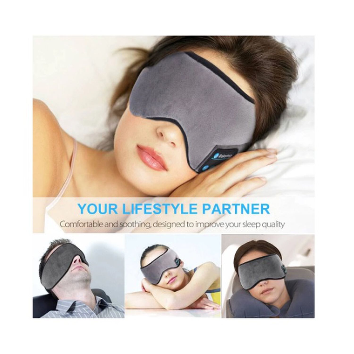 Aud&iacute;fonos Bluetooth Para Dormir Antifaz Mascarilla Diadema Sin Cables Suave Y C&oacute;modo image number 4.0