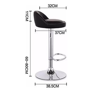 Silla Bar Altura Regulable Taburete Respaldo Negro