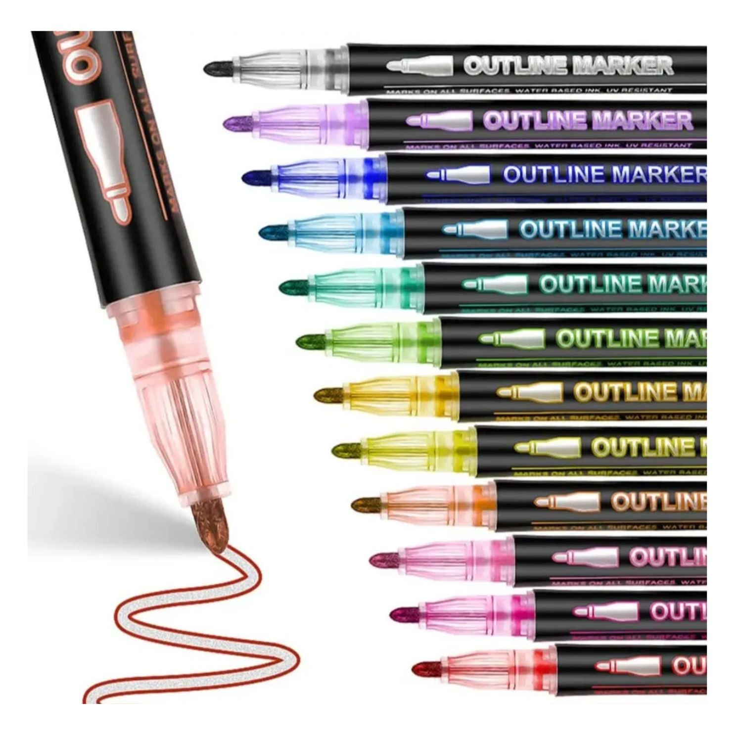 Marcadores Acrilicos 24 Pcs Outline Plumones Punta Fina image number 2.0