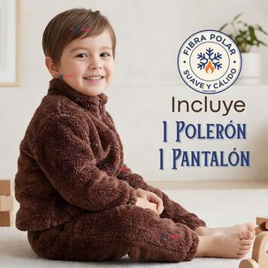 Conjunto 2 Piezas Buzo Poler&oacute;n Pantal&oacute;n Bebe Ni&ntilde;o Poli&eacute;ster Brown